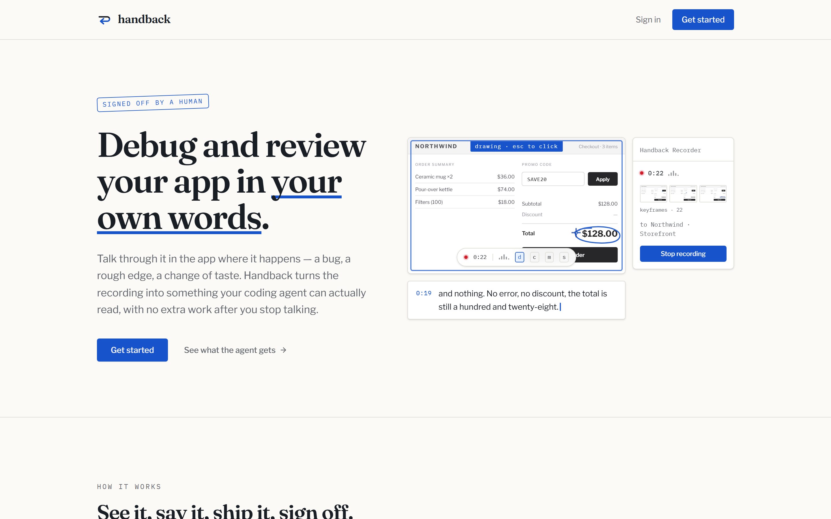 Handback.dev screenshot